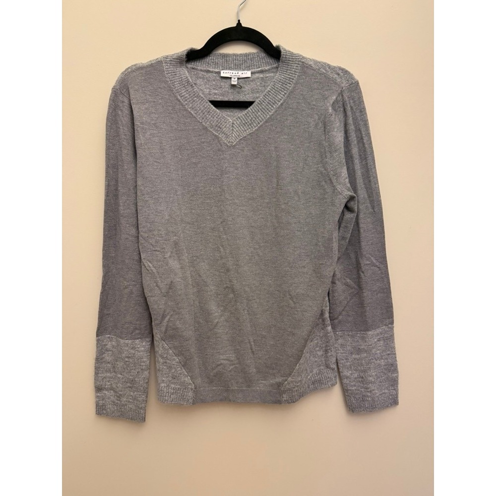 Current Air Los Angeles Womens Grey Mixed Media V-Neck Knit Sweater Size M